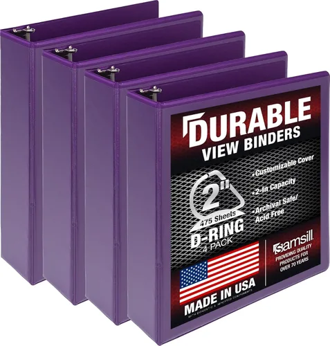 Miniatura 83 de Samsill Carpeta duradera de 1.5 pulgadas, fabricada en los Estados Unidos, carpeta de anillos en D, carpeta transparente personalizable, color rojo