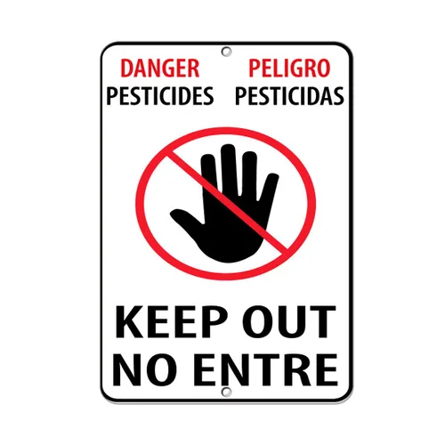 Letrero de metal vertical de aluminio, varios tamaños, pesticidas de peligro, pesticidas, Peligro Pesticidas, Keep out, No Entre, peligro químico y