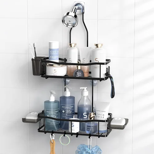 Aitatty Organizador de baño colgante para ducha: estantes de ducha inoxidables sobre el cabezal de ducha, sin taladrar en el interior, estantes