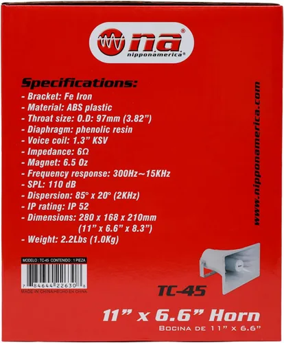 Miniatura 4 de Nippon America Bocina de alimentación TC-45 de 80 vatios (paquete de 2)..