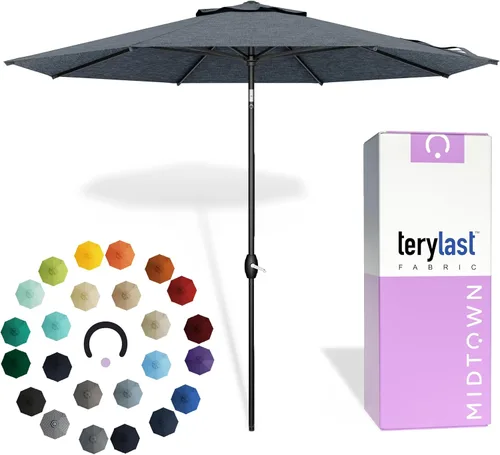 Miniatura 56 de Midtown Umbrellas 10 años sin decoloración, 6 pies, tela de poliéster roja a prueba de rayos UV, sombrilla para patio al aire libre, marco