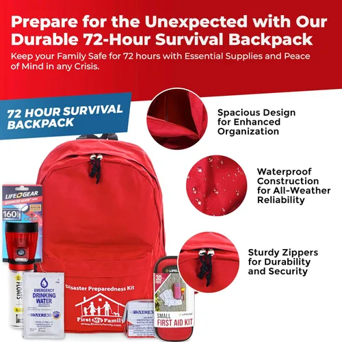 Miniatura 3 de First My Family Bolsa de evacuación de emergencia de 72 horas para 1 persona, kit de supervivencia todo en uno para la familia. Prepárate