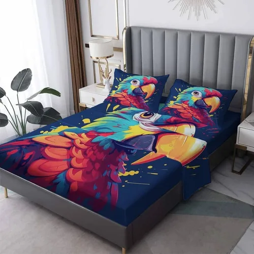 Miniatura 9 de Parrot Sheets - Juego de sábanas de tamaño individual, sábanas de microfibra suave y bolsillo profundo, sábanas y fundas de almohada estampadas sin