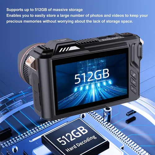 Miniatura 6 de Cámaras digitales de 5K 50MP para fotografía, cámara de videoblogs de enfoque automático para YouTube con tarjeta TF de 64 GB y baterías, 4800 mAh