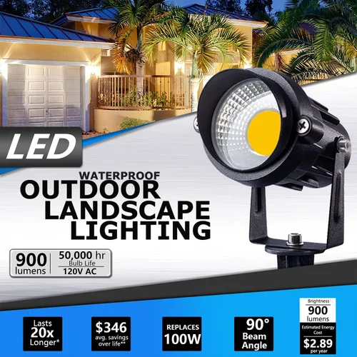 Miniatura 2 de SUNVIE Luces LED de 120 V para exteriores, iluminación de paisaje de 12 W, focos de CA para patio, foco de paisaje impermeable con estaca de pinchos