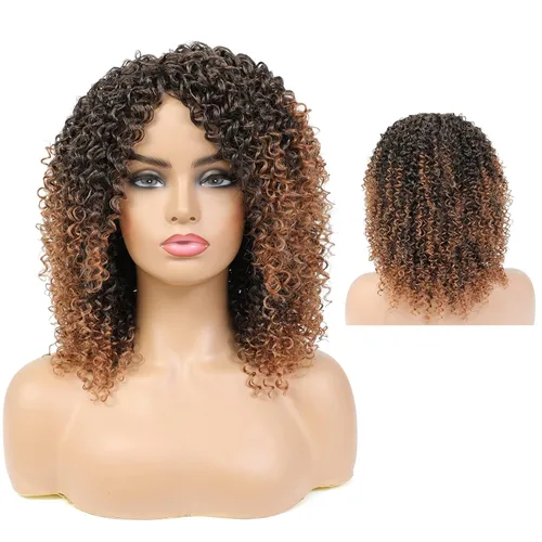 Miniatura 5 de Pelucas cortas para mujeres negras, pelucas afro rizadas para mujeres negras, pelucas rizadas con flequillo, pelucas trenzadas de repuesto de 27/613