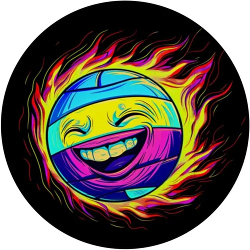 Miniatura 3 de Funny Streetwear synthwave 80s 90s volleyball face player PopSockets Adhesive PopGrip