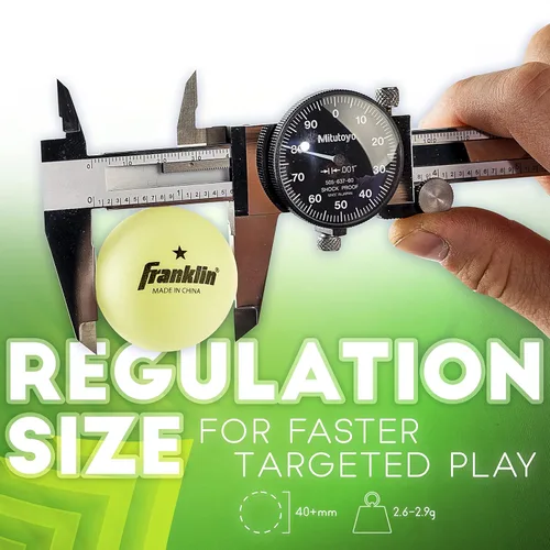 Miniatura 4 de Franklin Sports Pelotas de ping pong que brillan en la oscuridad, tamaño oficial + peso de 1.575 pulgadas, pelotas de ping pong de una estrella que