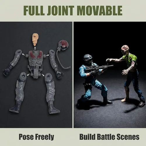 Miniatura 8 de Hombres del Ejército VS Figura de Acción de Zombi Juguetes Realistas Escena de Batalla Conjunto de Juego de Zombi Colecciones Regalos de Navidad