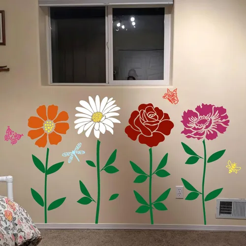 Miniatura 5 de Large Flower Stencils for Painting on Wood 11.8” Fence Flower Stencils for Outdoors Reusable Floral Stencil for Painting on Wall Canvas Fabric