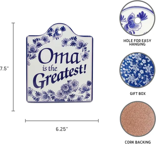 Miniatura 3 de Essence of Europe Gifts El mejor tablero de queso de cerámica azul y blanco decorativo de 7.5" salvamanteles GermanGiftOutlet
