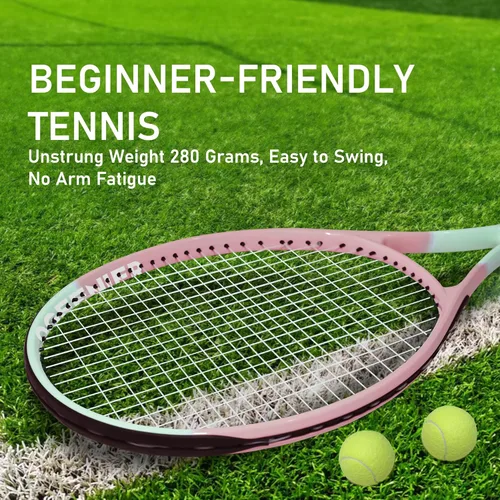 Miniatura 4 de OGEENIER 27 Inch Adult Tennis Racket Set, Pre-Strung Beginners Tennis Racquet, Lightweight and Recreational Aluminum Rackets with Overgrip, Tennis