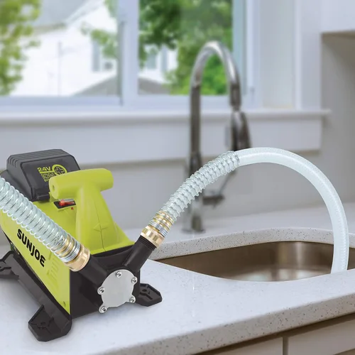 Miniatura 8 de Sun Joe 24V-XFP5-CT Bomba de transferencia inalámbrica IONMAX de 24 voltios de 5.0 GPM, elevación de succión de 13 pies, altura de cabeza de 52 Sólo