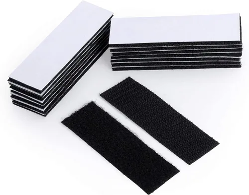 BRAVESHINE Tiras de gancho y bucle de 1.2 x 4 pulgadas con respaldo adhesivo, juego de 16 cintas de montaje negras fuertes de doble cara - Cinta de