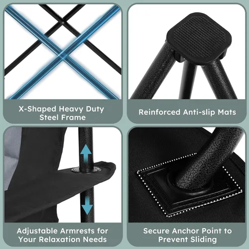 Miniatura 5 de Colegence Sillas de Camping Plegables de Tamaño Grande - Soporte de 450 LBS Silla de Campamento de Servicio Pesado con Cojín Acolchado, Sillas Negro