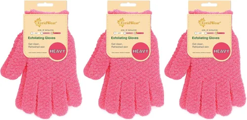 Evridwear Guantes Exfoliantes para Ducha, 100% Nylon Gruesos Suaves Medianos Pesados Guantes de Baño Removedor de Piel Muerta Exfoliante Corporal