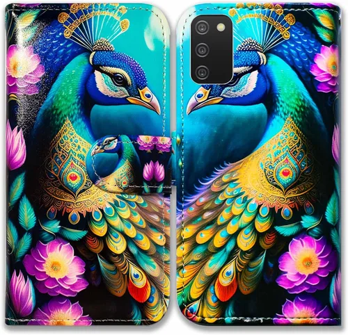 Miniatura 12 de Bcov Funda para Galaxy A03S, diseño de mariposas azules, flores, rosa, de cuero, con tapa para teléfono, con ranura para tarjetas, soporte