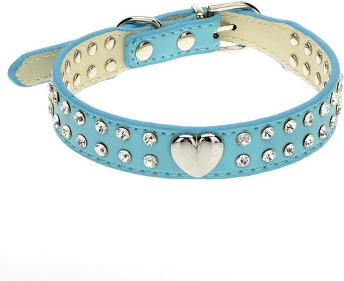 Miniatura 8 de Lindo collar de perro de 2 filas de diamantes de imitación con forma de corazón tachonado para perro pequeño o mediano, rojo, XXS