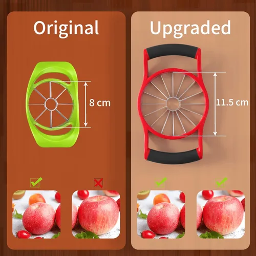 Miniatura 2 de Newness - Cortador de manzana extra grande de 5.12 pulgadas, cortador de manzana resistente de 16 rebanadas, descorazonador de manzana duradero, Rojo