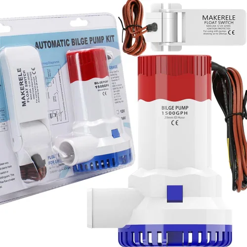 Miniatura 11 de MAKERELE Bomba de sentina automática para barcos 12 V 1100 GPH Bomba de agua de sentina sumergible automática para barcos con interruptor
