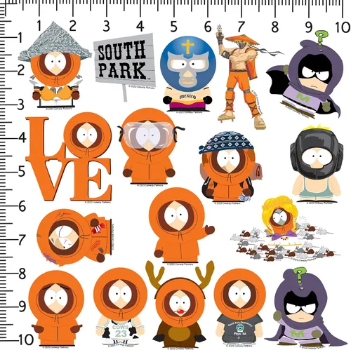 Miniatura 2 de South Park Kenny - Paquete de calcomanías de vinilo troqueladas grandes de lujo para laptop, botella de agua, álbumes de recortes, tableta y uso