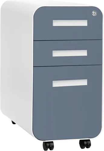 Miniatura 16 de Laura Davidson Furniture Stockpile Archivador móvil delgado de 3 cajones con cerradura - Archivador de metal para debajo del escritorio, carpetas