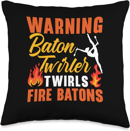 Miniatura 4 de Majorette Gymnastic Dancing Baton Twirl Warning Twirler Fire Baton - Almohada giratoria, 18 x 18 pulgadas, multicolor