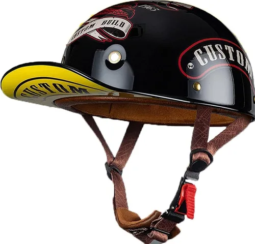 Miniatura 10 de Baseball Motorcycle Helmet DOT Approved Half Helmet German Style Skull Cap Helmet Motorbike Cruiser Scooter Cool Helmet for Men and Women Baseball