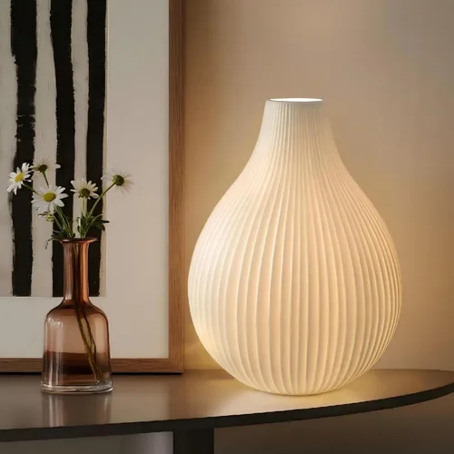 Miniatura 8 de RONDURE Lámpara de mesa moderna de cerámica de 11.9 pulgadas, lámpara de noche totalmente regulable para dormitorio, sala de estar, mesita de noche