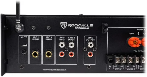 Miniatura 3 de Rockville RCS180-6 180W 6-Zona 70v Amplificador Comercial, Bluetooth, USB/SD/RCA, Mic, Entradas Ópticas, FM, para Restaurantes/Oficinas