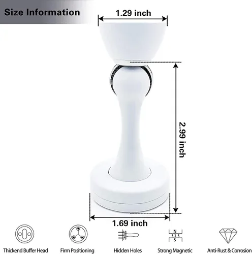 Miniatura 2 de Topes magnéticos para puerta, paquete de 4 topes magnéticos de puerta de acero inoxidable blanco, soporte magnético suave para puerta para pared