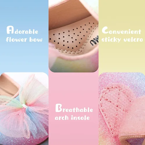 Miniatura 4 de ADAMUMU Zapatos de vestir para niñas, zapatos brillantes para niñas, zapatos de vestir para uniforme escolar de princesa Mary Jane, zapatos
