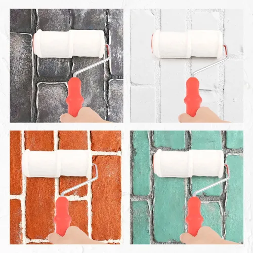 Miniatura 3 de Tookie Rodillo de pintura en relieve, rodillo de grabado de ladrillo de 8 pulgadas para decoración de pared, pincel de arte, cilindro de estampado