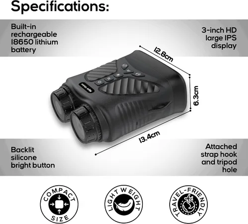 Miniatura 4 de Binocular digital con visión nocturna y grabación de video 2.K UDH potentes prismáticos para adultos, caza, observación de aves, juegos de fútbol