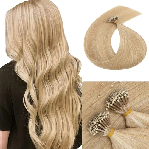 Miniatura 19 de MY-LADY Microlink - Extensiones de cabello humano con microcuentas de 14 pulgadas, extensiones de cabello rubio con micro bucle, extensiones