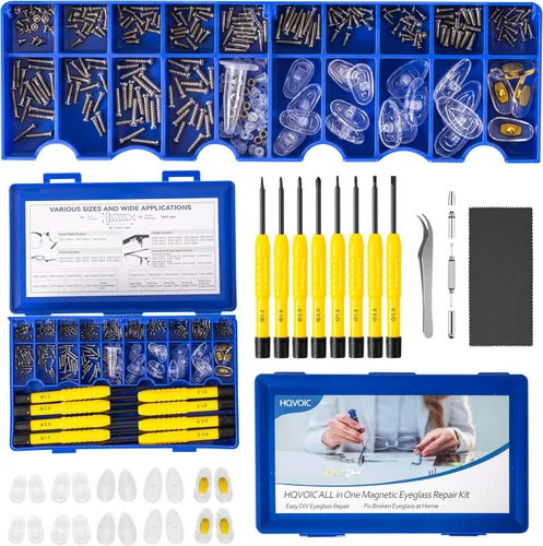Kit de herramientas de reparación de lentes magnético todo en uno mejorado con tornillos, kit de fijación de lentes con juego de destornilladores de