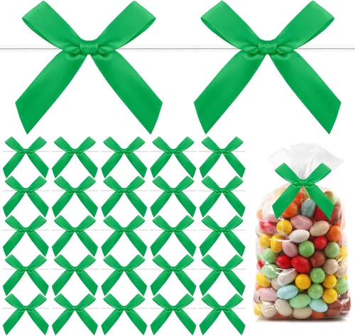 Miniatura 11 de Mini lazos negros para envoltura de regalos, 30 piezas de lazo negro para bolsas de golosinas, lazos pequeños de cinta de satén para Halloween