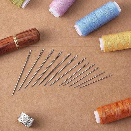 Miniatura 9 de Mr. Pen - Agujas de ojo grande para coser a mano, 50 piezas, tamaños variados con tubo de almacenamiento de madera, agujas de coser, agujas grandes
