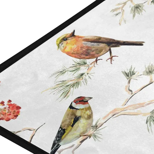 Miniatura 2 de Gredecor Alfombra de cocina de abeto de invierno, diseño de pájaros, antifatiga, Navidad, invierno, Navidad, decorativo, antideslizante, lavable