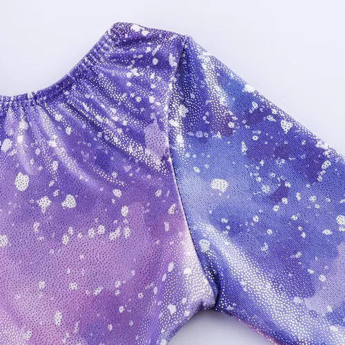 Miniatura 4 de HOZIY - Leotardos de manga larga para niñas, de gimnasia, para niños pequeños, trajes florales de unicornio, galaxia, arco iris, patrón de rayas
