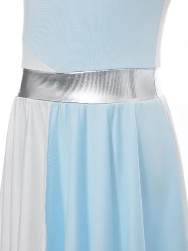 Miniatura 69 de CHICTRY Vestido de baile lírico sin mangas asimétrico para niñas, disfraz de adoración litúrgica contemporánea