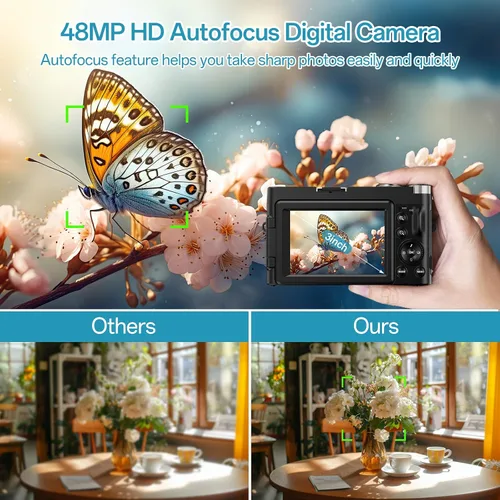 Miniatura 2 de FlyFrost Cámara digital 4K para fotografía, enfoque automático, cámara de vlogging de 48 MP para YouTube con tarjeta SD 16X Zoom digital Cámara