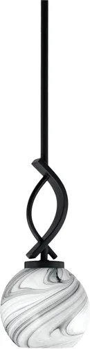 Miniatura 13 de Toltec Lighting Cavella Stem Colgado Mini colgante, acabado grafito, vidrio de muselina blanca de 4 pulgadas