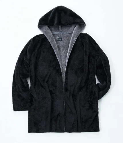 Miniatura 8 de Manta con capucha en forro polar grueso con bolsillo, color negro, tamaño grande, para mujeres y hombres, cálida y acogedora