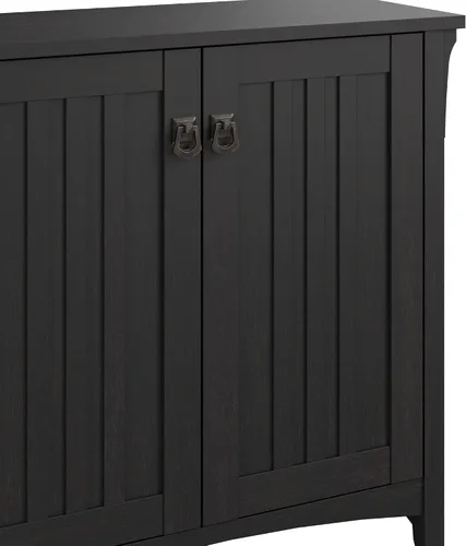 Miniatura 6 de Bush Furniture Salinas - Armario de almacenamiento pequeño con puertas y estantes en color blanco antiguo, baúl de 2 puertas para oficina en casa