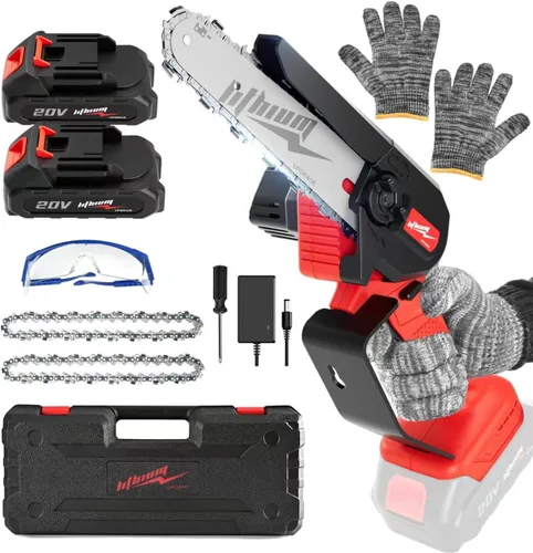 Mini motosierra inalámbrica, portátil de 6 pulgadas, motosierra eléctrica de mano con una sola mano para cortar madera y trabajar la madera, mini