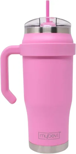 MyBevi Outlander - Taza de viaje de acero inoxidable de alta calidad, para frío/calor, aislamiento de 3 capas, mango resistente, duradera y elegante