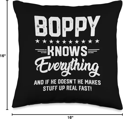 Miniatura 4 de Funny Personalized Gifts for Boppy Boppy Knows Everything Funny Grandpa Fathers Jokes - Almohada para hombre, 16 x 16 pulgadas, multicolor