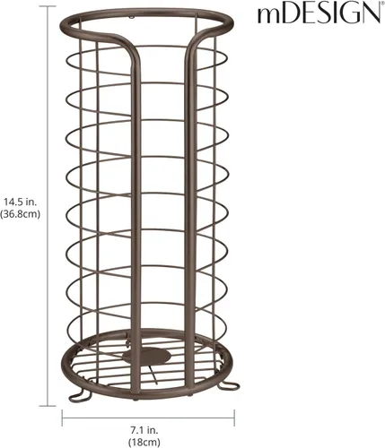 Miniatura 3 de mDesign Soporte de metal para papel higiénico, reserva de almacenamiento para 3 rollos de papel higiénico, soporte de papel higiénico independiente