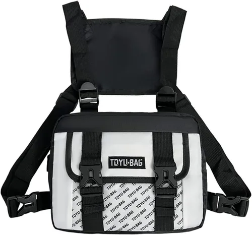 TDYU Riñonera de pecho para hombre, riñonera de moda de hip hop, chaleco ligero pequeño para correr, viajar, senderismo, ciclismo, Blanco, S, Casual